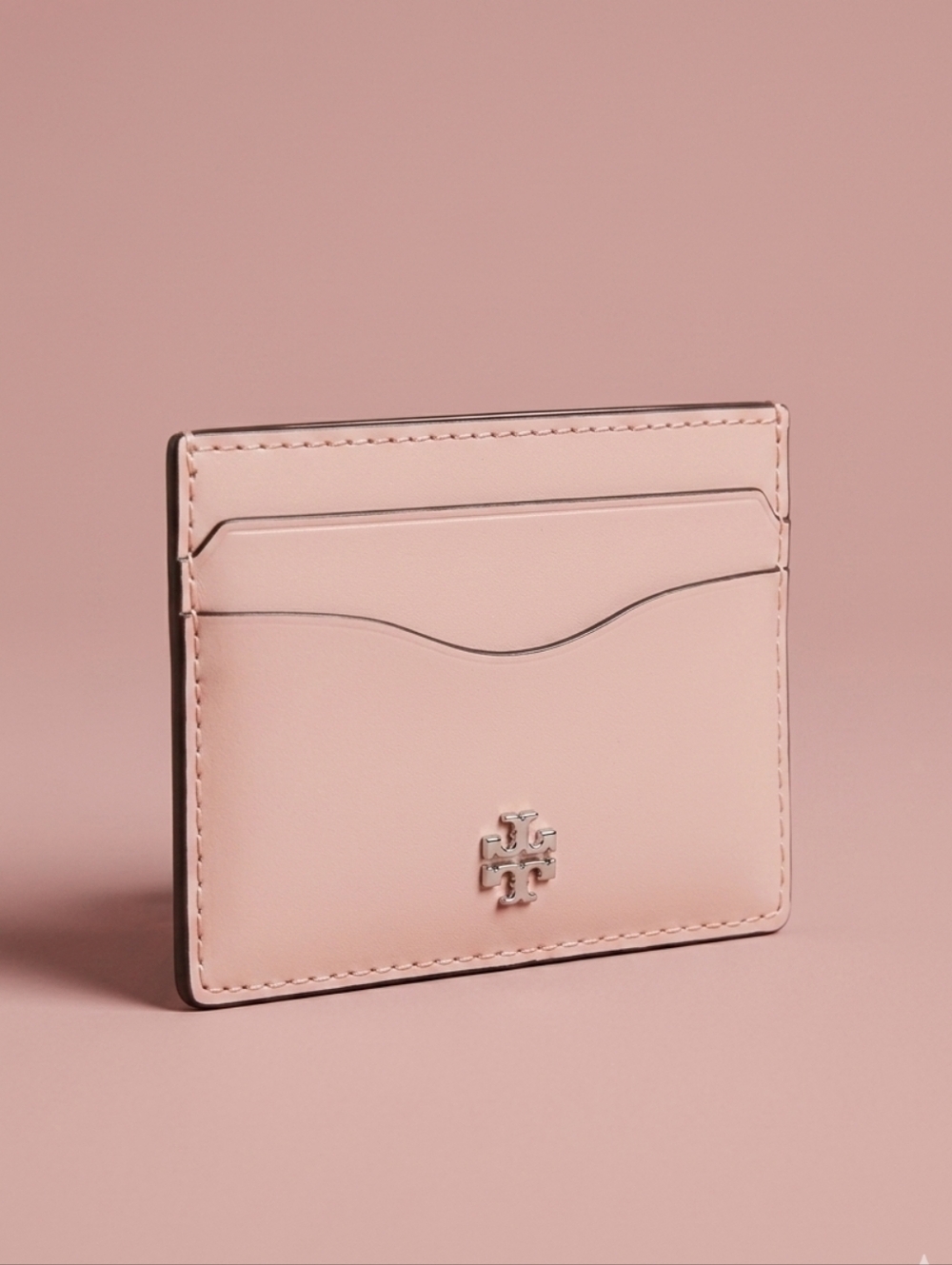 Tory Burch Blush Pink Patent Leather Card Holder with Logo